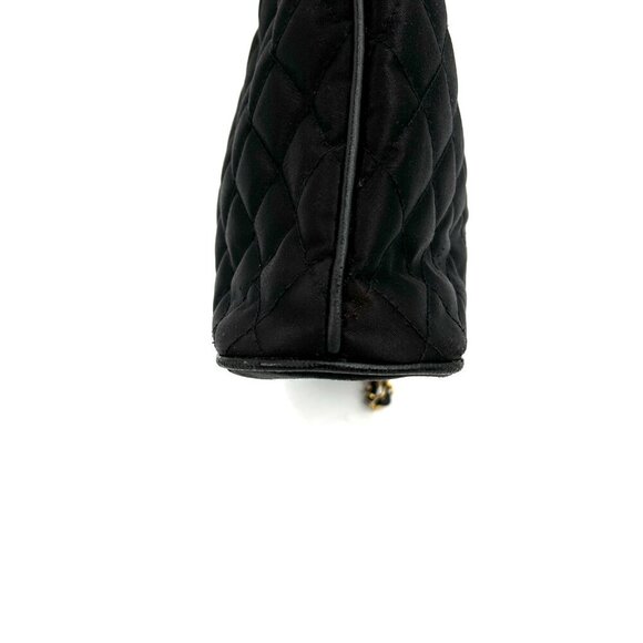 ST. JOHN Vintage Black Gold Tone Quilted Fabric Medium Shoulder Bag Purse - Picture 8 of 14